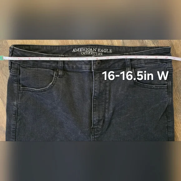 American Eagle Women's 16 Black Jeans Super Stretch Super High Rise Jeggings - Picture 9 of 12